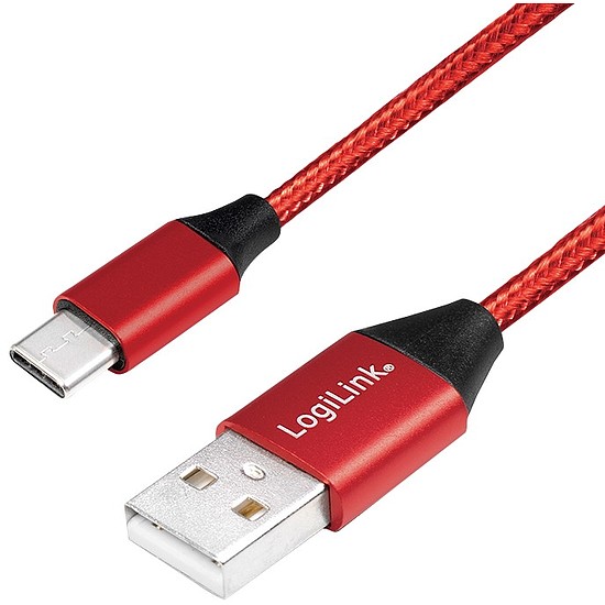 Logilink USB 2.0 Cable, AM to USB-C , red, 0.3m (CU0147)