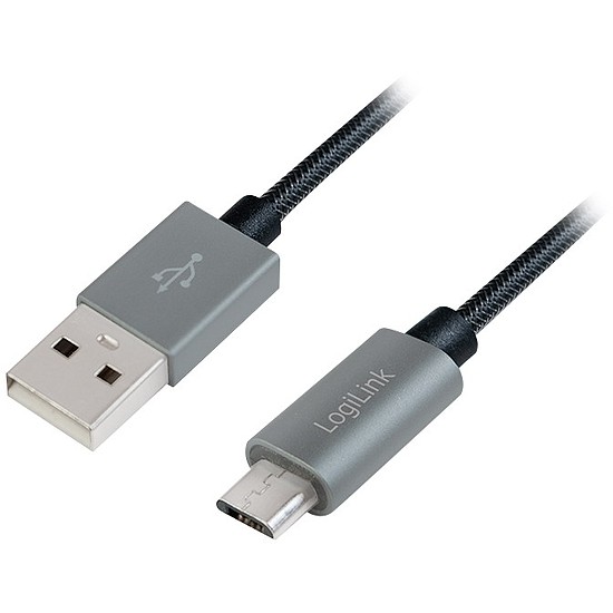 Logilink USB 2.0 Cable, USB AM to Micro BM, Nylon Braid, 1m (CU0132)