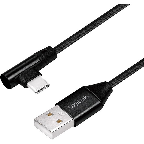 Logilink USB 2.0 Cable, USB AM to USB-C M, angled, black, 1m (CU0138)