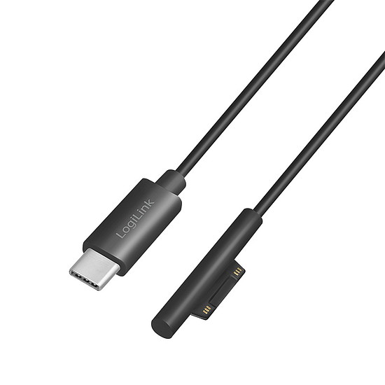 Logilink USB 3.2 Gen 1 kábel, USB-C/M-MS Surface/M (90 ), PD, fekete, 1,8 m (PA0224)