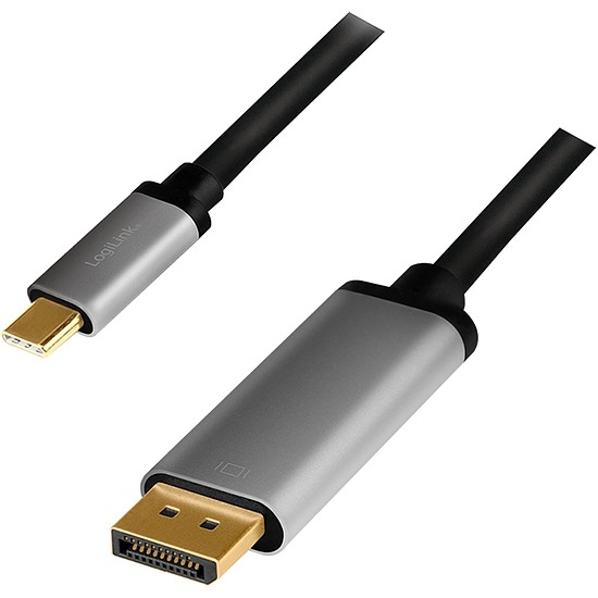 Logilink USB 3.2 Gen 1 Type-C cable, C/M to DP/M, 4K, alu, black/grey, 1.8 m (CUA0100)