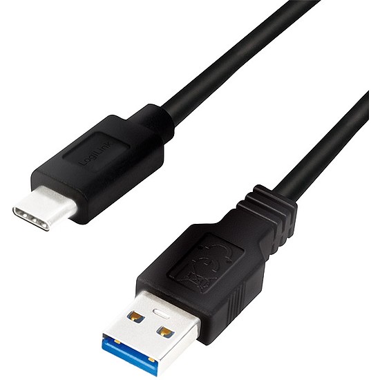 Logilink USB 3.2 Gen 1x1 Cable, USB AM to USB-C M, black, 0.15m (CU0166)