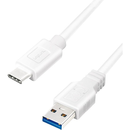 Logilink USB 3.2 Gen 1x1 Cable, USB AM to USB-C M, white, 2m (CU0176)