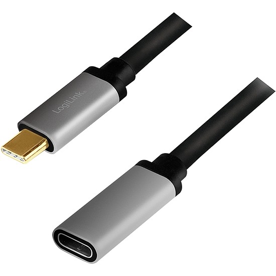 Logilink USB 3.2 Gen 2 Type-C cable, C/M to C/F, 4K, alu, black/grey, 0.5 m (CUA0105)