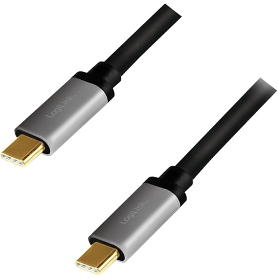 Logilink USB 3.2 Gen 2 Type-C cable, C/M to C/M, PD, AV, alu, black/grey, 1 m (CUA0107)