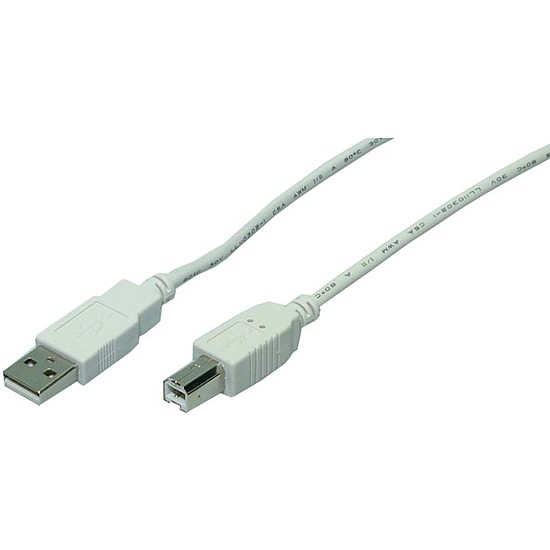 LogiLink USB A-B Kábel, USB 2.0, 2x apa, szürke, 2m (CU0007)