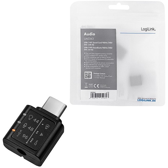 Logilink USB-C Audio Adapter with EQ, USB-C/M to 3.5mm/F (UA0363)