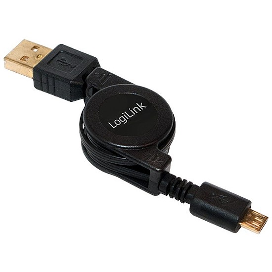 LogiLink USB Micro-B apa - USB A apa felcsévélhető kábel (CU0090)