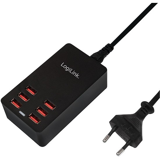 Logilink USB Table Charger, 6 Port, 32W, black (PA0139)