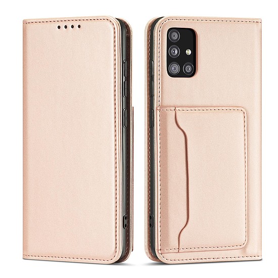 Mágneses kártyatartó tok Xiaomi Redmi Note 11 Pro Pouch Wallet kártyatartóhoz, rózsaszín