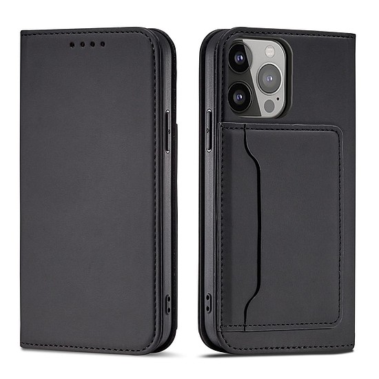 Mágneses kártyatok iPhone 13 Pro Max Pouch Card pénztárca kártyatartóhoz, fekete