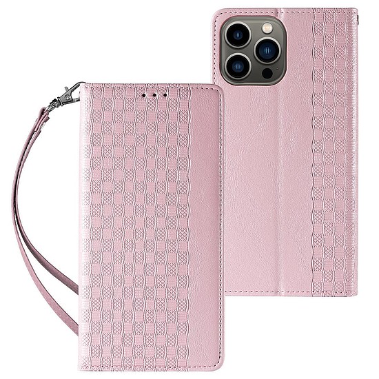 Mágnespántos tok iPhone 12 Pro Max Pouch pénztárcához + Mini Lanyard Pendant Pink