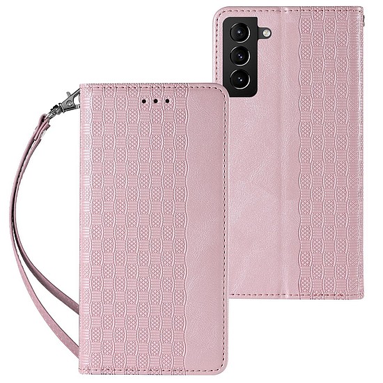 Mágnespántos tok Samsung Galaxy A23 5G Flip Wallet Mini zsinóros állványhoz, rózsaszín