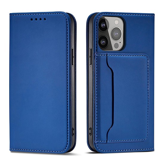 Magnet Card Case tok iPhone 14 Plus flip cover pénztárcatartó kék színű