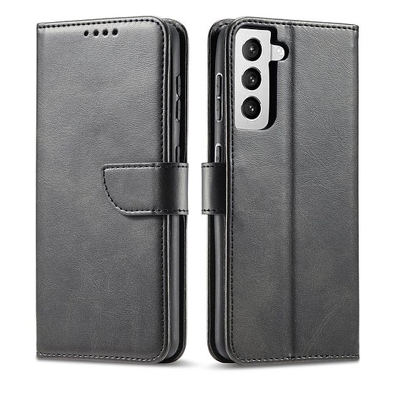 Magnet Case elegáns tokvédő borítás fedéllel és állvány funkcióval Samsung Galaxy S22 Ultra fekete készülékhez