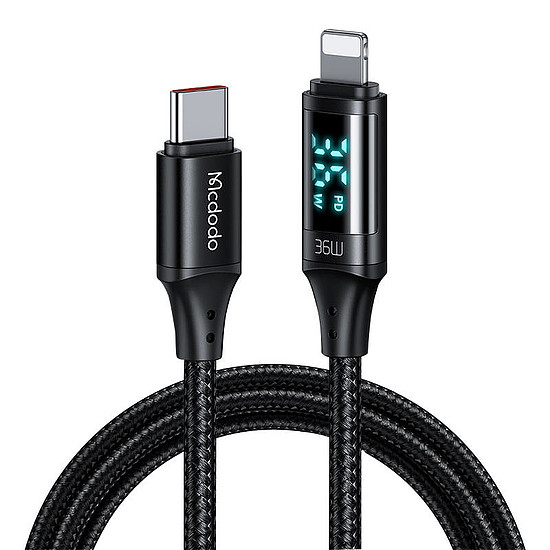 Mcdodo CA-1030 USB-C-Lightning kábel 36 W 1,2 m fekete