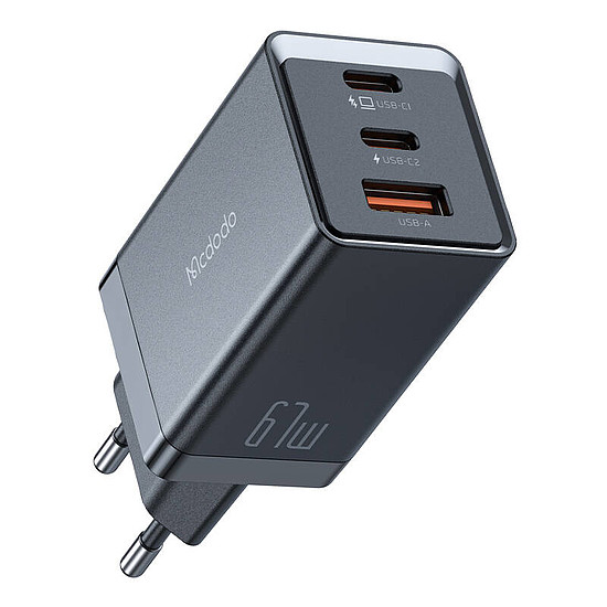 Mcdodo CH-1541 GaN fali töltő, 2x USB-C, 1x USB, 67 W fekete