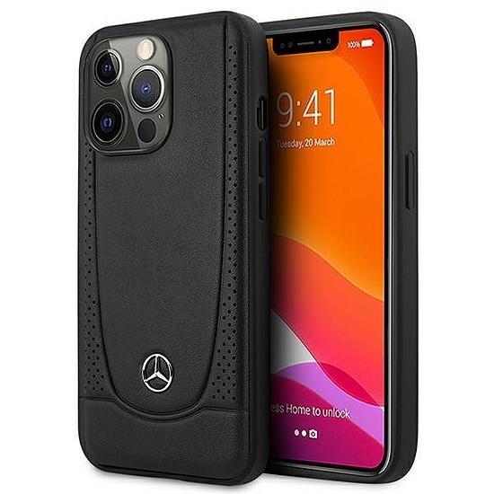 Mercedes MEHCP15XARMBK iPhone 15 Pro Max 6.7" fekete/fekete keménytokos bőr városi