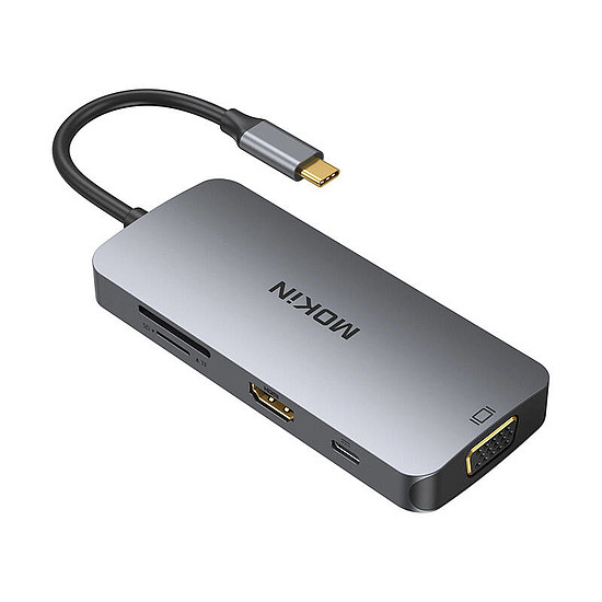 MOKiN 8in1 USB-C adapter 3x USB 3.0 + HDMI + USB-C + VGA + SD kártyaolvasó + Micro SD kártyaolvasó ezüst (MOUC0503)