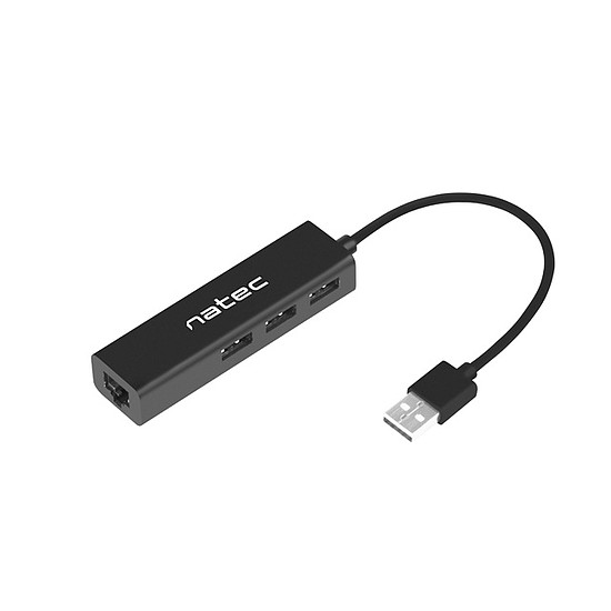 Natec Dragonfly USB 2.0-ról 3 USB+RJ45 hub, fekete (NHU-1413)