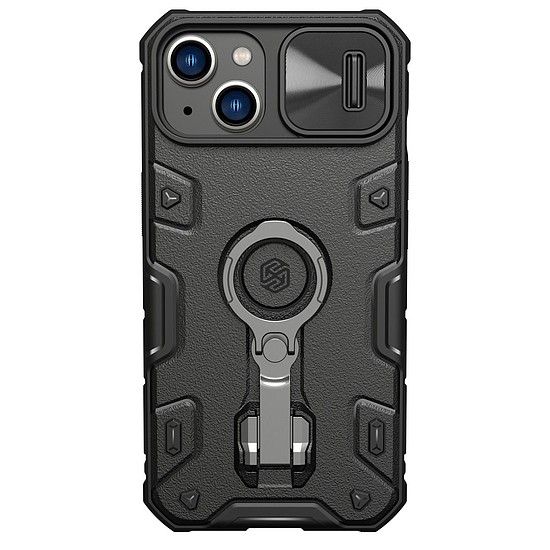 Nillkin CamShield Armor Pro Case Cover iPhone 14 Plus Armor Cover fényképezőgép védőgyűrű állvánnyal, fekete