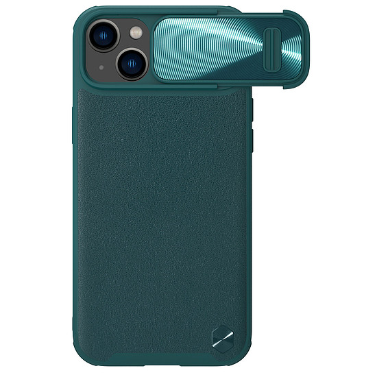 Nillkin CamShield Leather S Case iPhone 14 borítás zöld kameraburkolattal