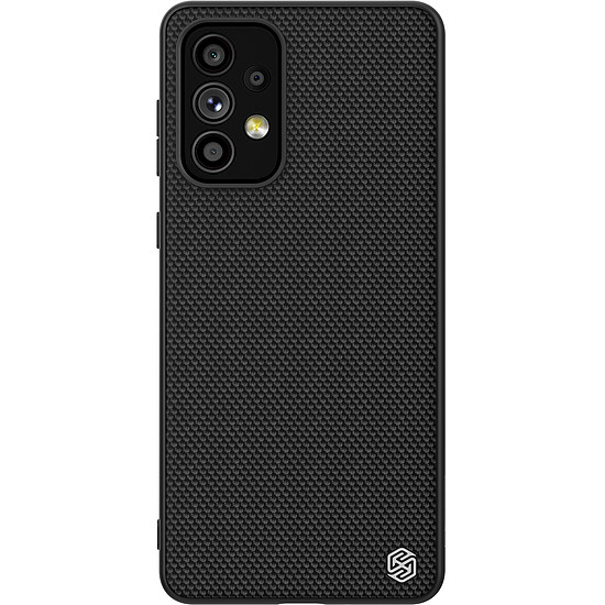 Nillkin Textured Case tartós, megerősített tok gél kerettel és nejlonnal a Samsung Galaxy A73 fekete hátoldalán