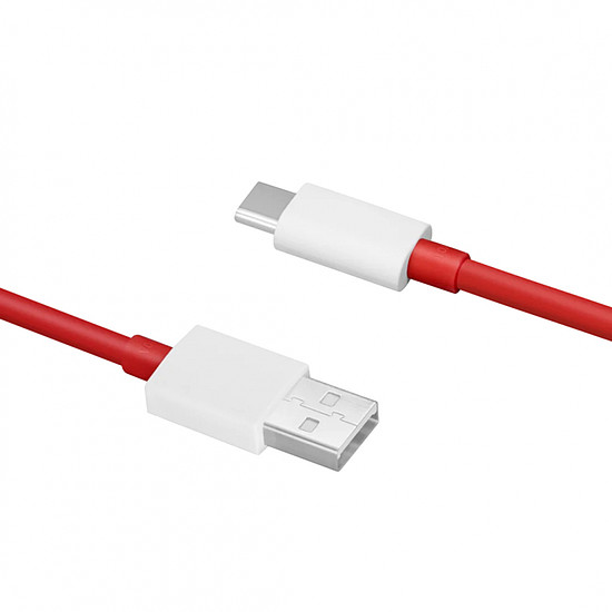 OnePlus - Töltőkábel (DL129) - USB a Type-C-hez, 10A, 100W, 1m, 480 Mbps - Fehér/piros