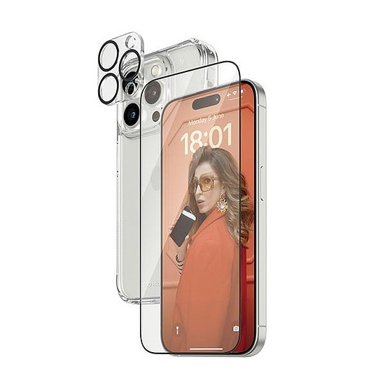 PanzerGlass Bundle 3 az 1-ben szett átlátszó tok + fólia + kameraburkolat iPhone 15 Pro-hoz