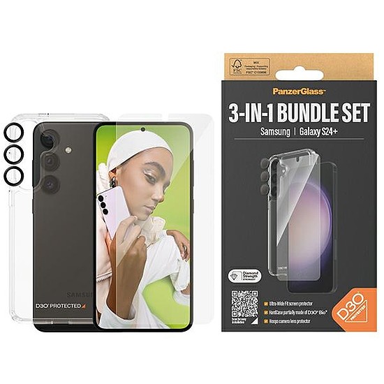 PanzerGlass Bundle 3 az 1-ben szett átlátszó tok + fólia + kameraburkolat Samsung Galaxy S24+ készülékhez