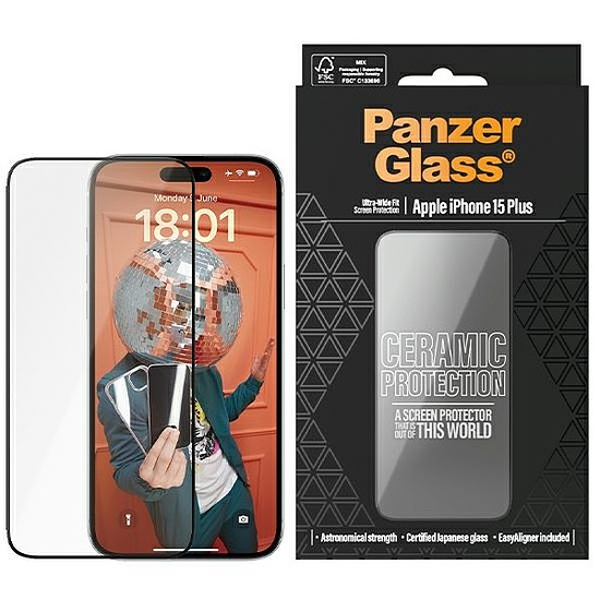 PanzerGlass Ceramic Protection kerámia üveg iPhone 15 Plus készülékhez pozicionálóval