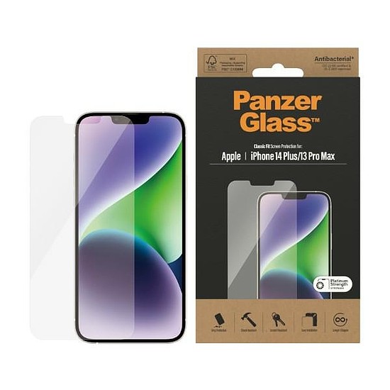 PanzerGlass Classic Fit antibakteriális üveg iPhone 14 Plus / 13 Pro Max készülékekhez