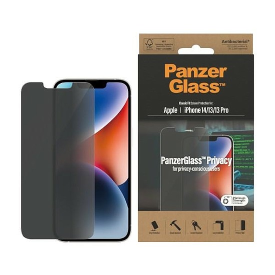 PanzerGlass Classic Fit Privacy antibakteriális üveg iPhone 14/13 Pro/13 készülékhez