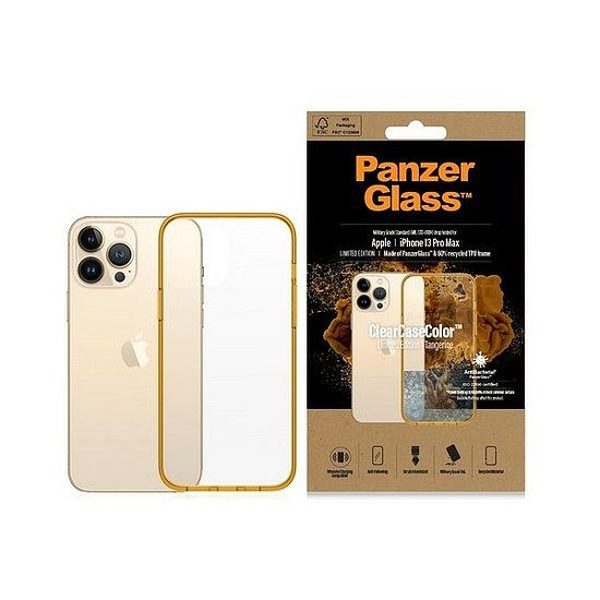 PanzerGlass ClearCase antibakteriális katonai minősítésű tok iPhone 13 Pro Max készülékhez - átlátszó sárga