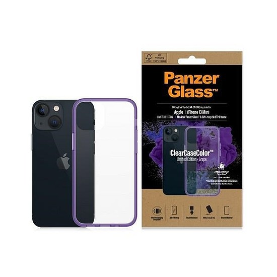 PanzerGlass ClearCase antibakteriális Military Grade minősítésű tok iPhone 13 mini telefonhoz - átlátszó lila