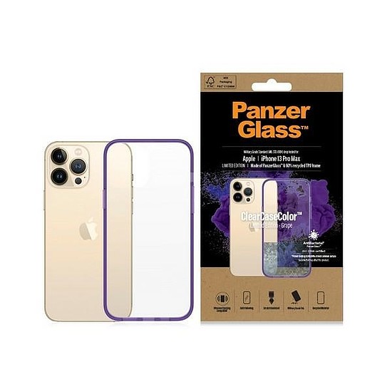 PanzerGlass ClearCase antibakteriális Military Grade minősítésű tok iPhone 13 Pro Max készülékhez - átlátszó lila