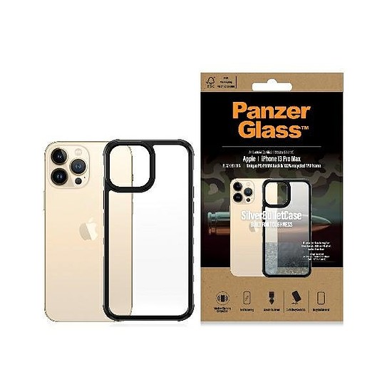 PanzerGlass ClearCase antibakteriális Military Grade minősítésű tok iPhone 13 Pro Max készülékhez - átlátszó és fekete