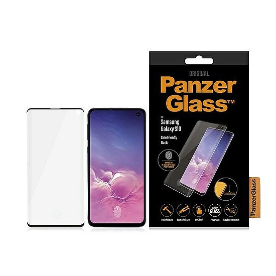 PanzerGlass Curved Super+ edzett üveg Samsung S10-hez - fekete kerettel