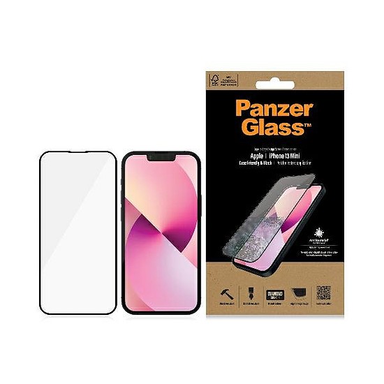 PanzerGlass E2E Microfracture antibakteriális biztonsági üveg iPhone 13 mini telefonhoz - fekete kerettel