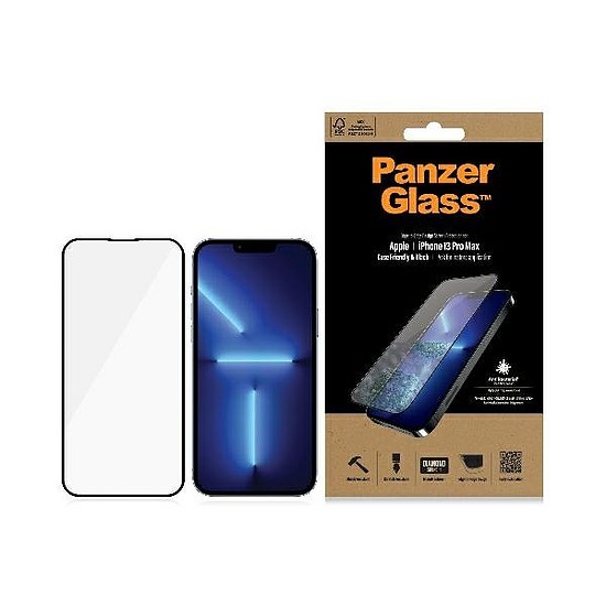 PanzerGlass E2E Microfracture antibakteriális üveg iPhone 13 Pro Max készülékhez - fekete kerettel