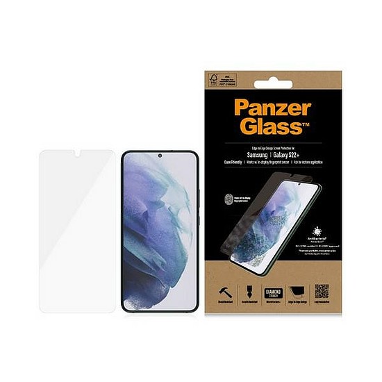 PanzerGlass E2E Microfracture antibakteriális üveg Samsung Galaxy S22+ készülékhez - fekete kerettel