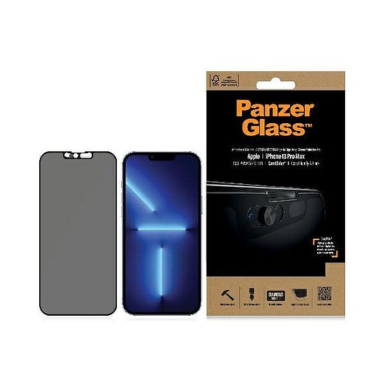 PanzerGlass E2E mikrotörés elleni antibakteriális magánüveg kameravédővel iPhone 13 Pro Max készülékhez - fekete kerettel