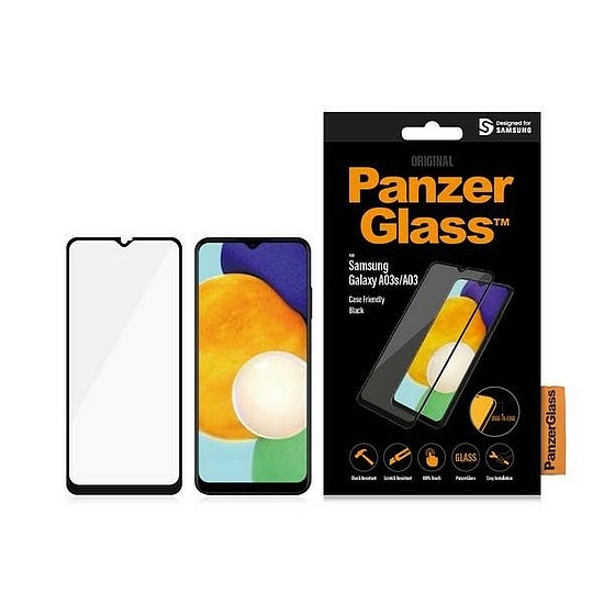 PanzerGlass E2E Normál edzett üveg Samsung Galaxy A03-hoz - fekete kerettel