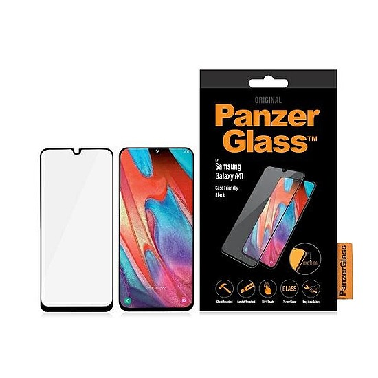 PanzerGlass E2E Normál edzett üveg Samsung Galaxy A41-hez - fekete kerettel