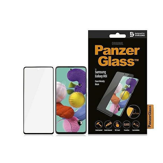 PanzerGlass E2E Normál edzett üveg Samsung Galaxy A51-hez - fekete kerettel