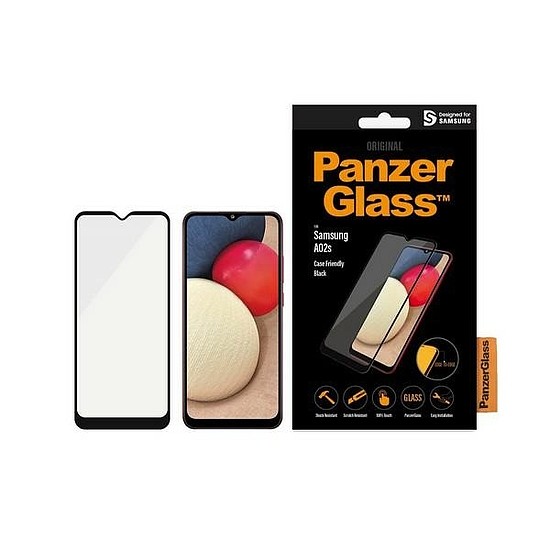 PanzerGlass E2E Super+ antibakteriális edzett üveg Samsung Galaxy A02s készülékhez - fekete kerettel