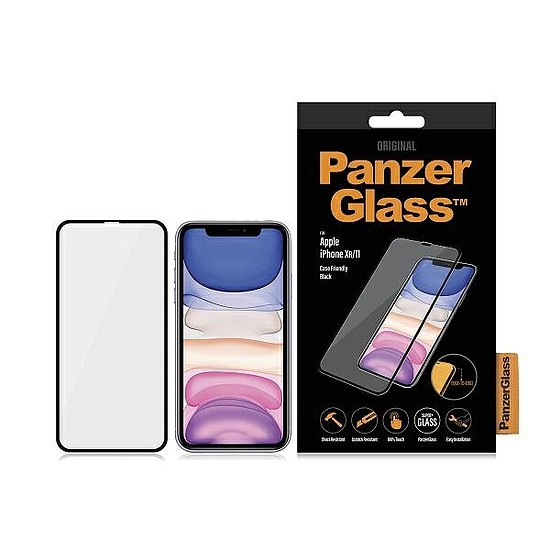 PanzerGlass E2E Super+ edzett üveg iPhone XR / 11-hez - fekete kerettel