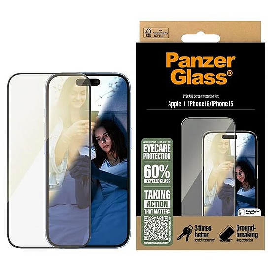 PanzerGlass EyeCare képernyővédő fólia iPhone 16 6,1" Ultra-Wide Fit 2865