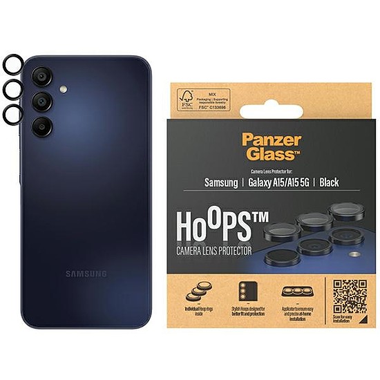 PanzerGlass Hoops kameravédelem Samsung Galaxy A15 / A15 5G készülékhez - fekete kerettel