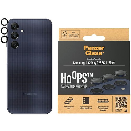 PanzerGlass Hoops kameravédelem Samsung Galaxy A25 5G-hez - fekete kerettel